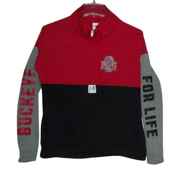 Victoria's Secret PINK Sweatshirt Medium Ohio State sequin 1/4-zip Pullover OSU - Picture 2 of 16
